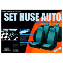 Huse auto compatibile Logan III CONFORT 2020- hexagon cu gaurele negru/cusatura rosie