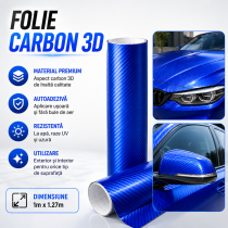 Folie carbon 3D albastra latime 1.27m x 1m| ShopCS.ro