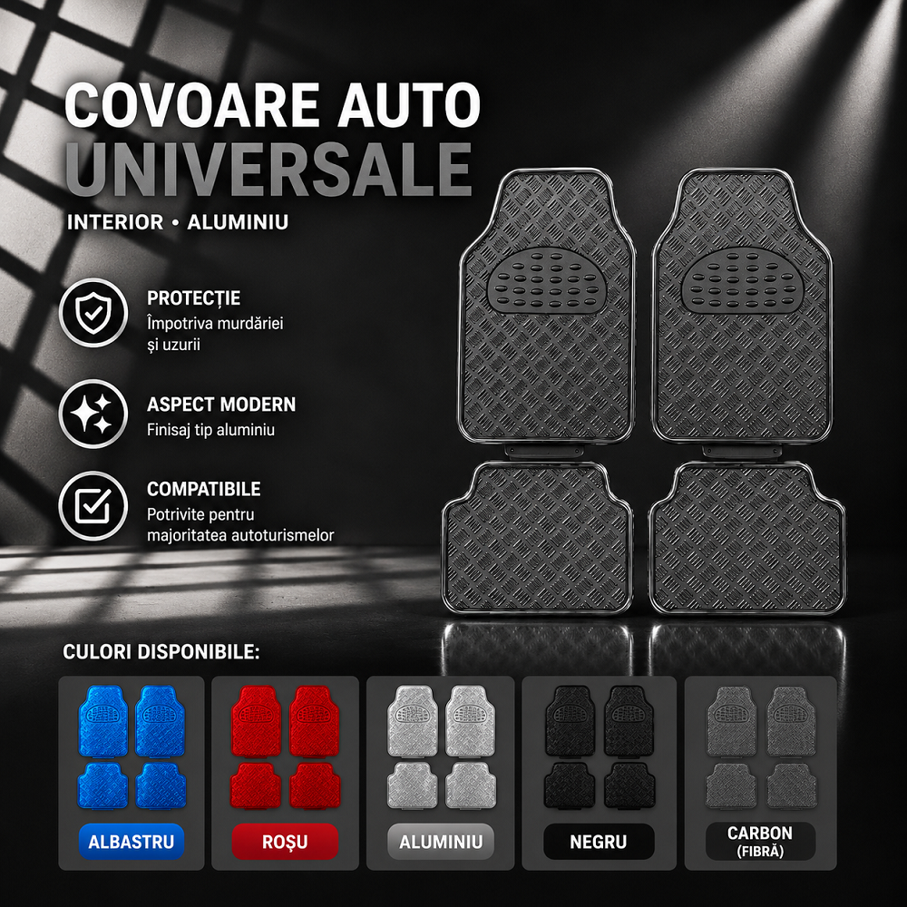 Covoare auto universale interior aluminiu carbon| ShopCS.ro
