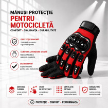 Manusi Moto, Atv,Bicicleta cu protectii, Marime universala, Rosu