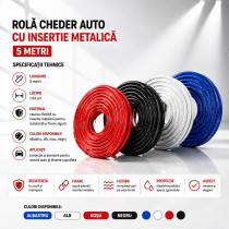 Rola cheder auto cu insertie metalica 5m diverse culori